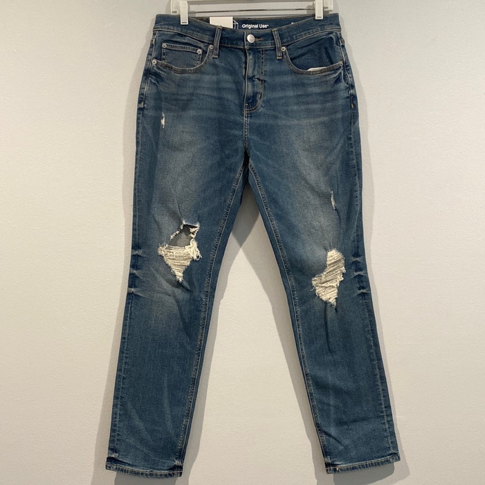 Original Use Slim Taper Distressed Straight Leg Jeans - Size 30 x 32